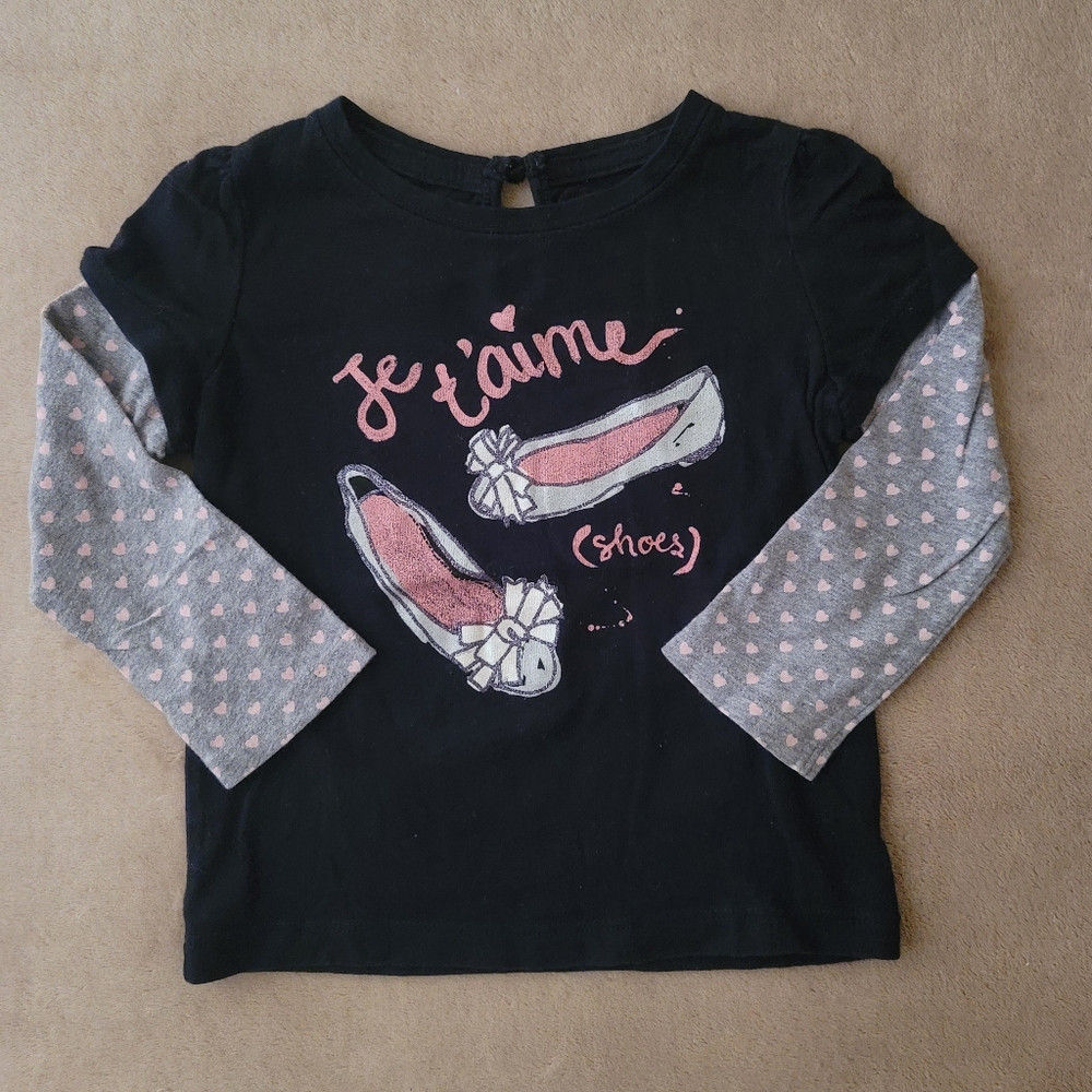 Gap Girl Black/Grey Short & Pink Polka-dot Long Sleeve Shirt Size 18-24